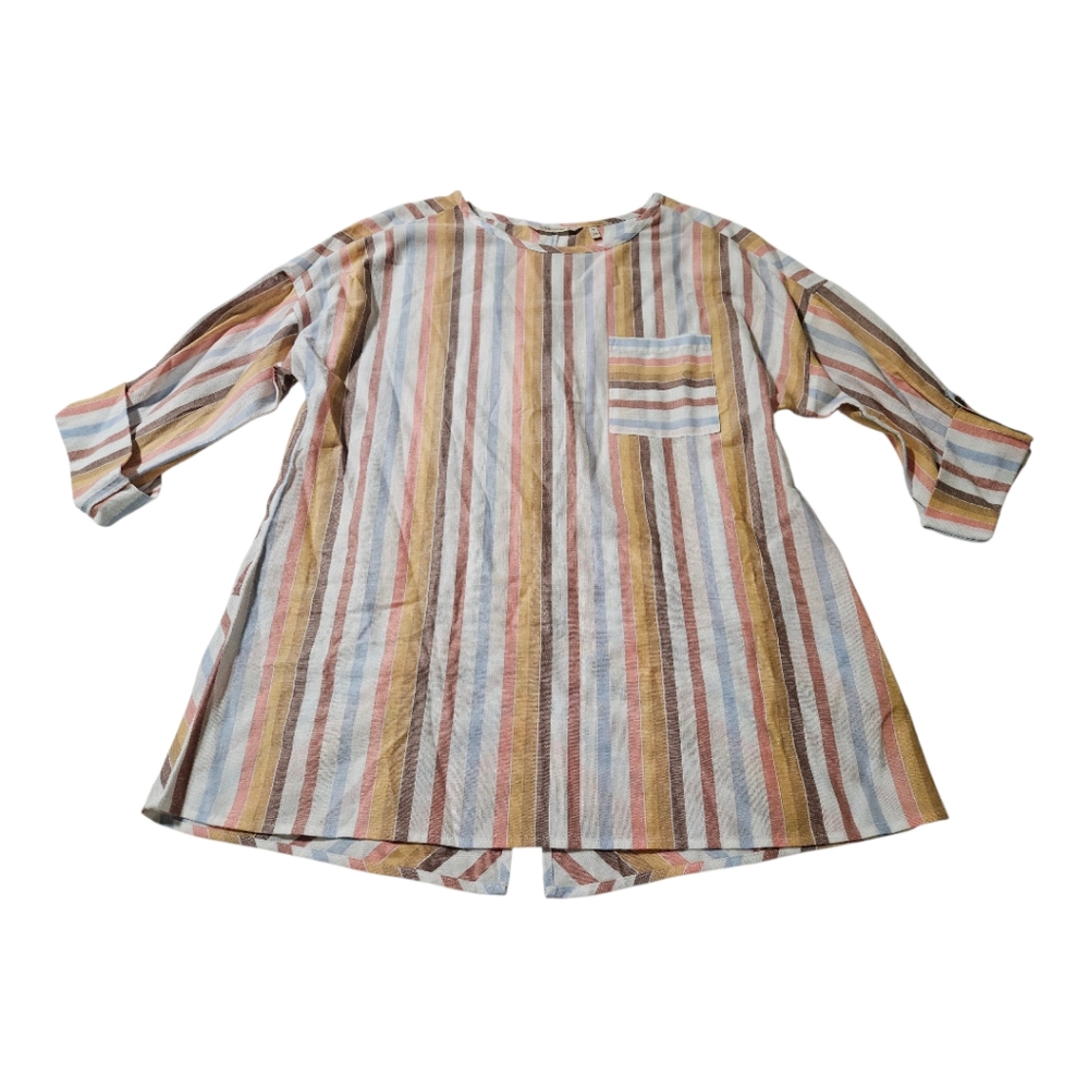 Soft Surroundings Striped Tencel Blend Top Medium Multicolor